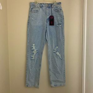 Super High-Rise Straight Jeans, Sky blue